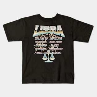 Libra Retro 90s Band Zodiac Birthday Traits Lightning Kids T-Shirt